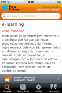 Dicionário Português da Porto Editora no iPhone